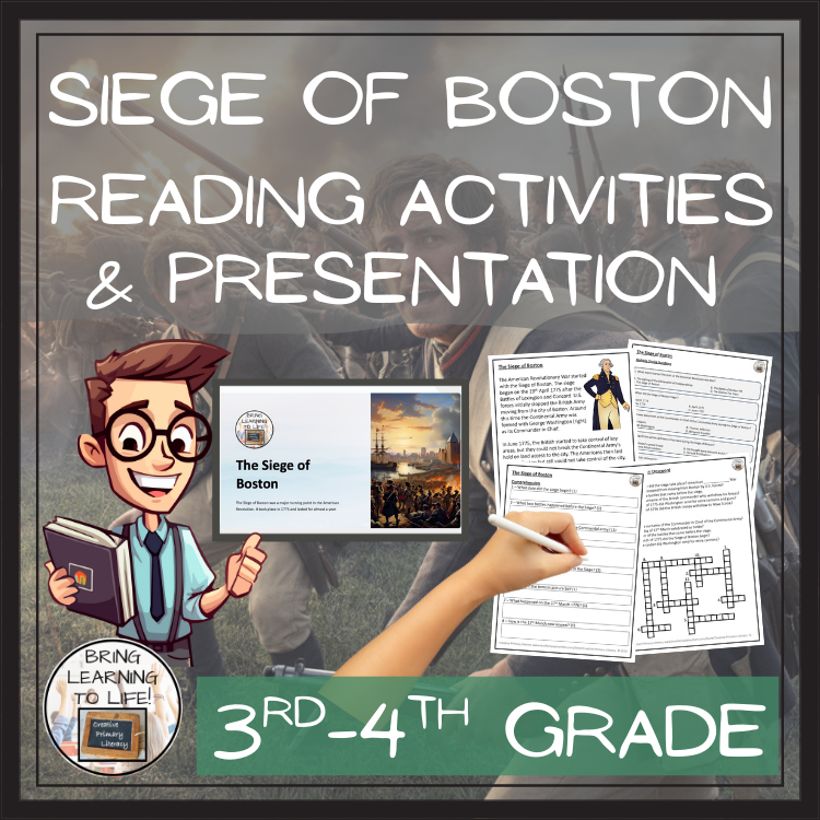 Siege of Boston Close Reading Comprehension Activities | 3rd Grade & 4th Grade