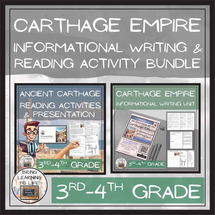 Carthage Empire Close Reading & Informational Writing Bundle | 3rd-4th Grade