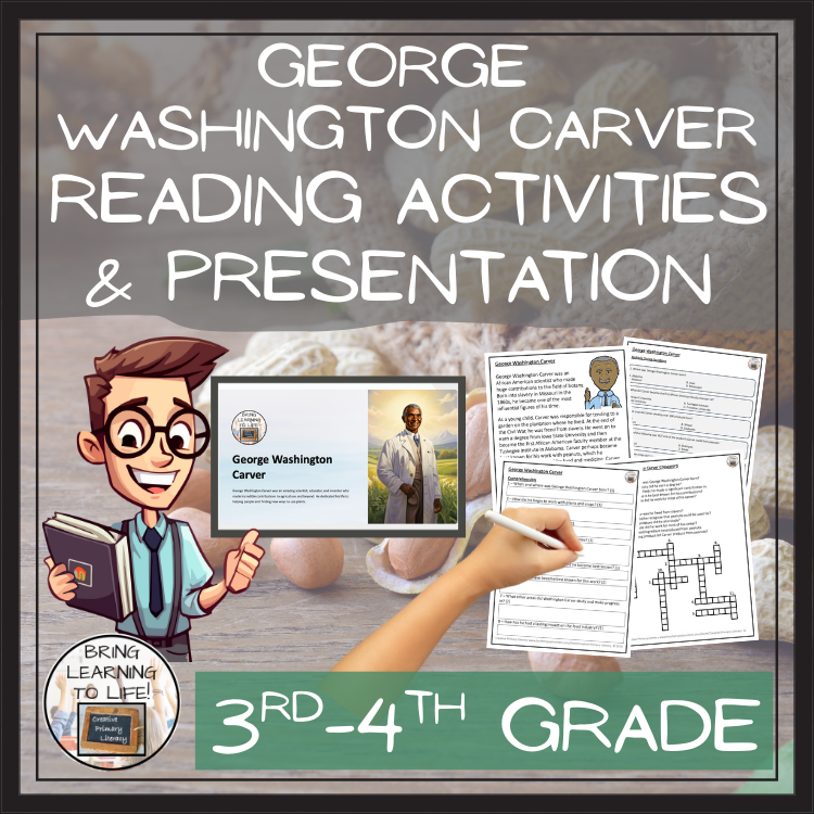 George Washington Carver Close Reading Comprehension Activities | 3rd & 4th Grade