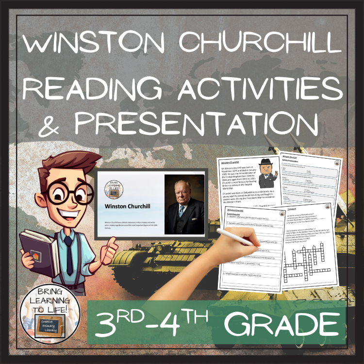 Winston Churchill Close Reading Comprehension Activities | 3rd Grade & 4th Grade