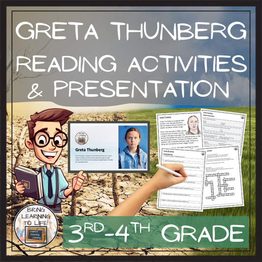 Greta Thunberg Close Reading Comprehension Activities | 3rd Grade & 4th Grade