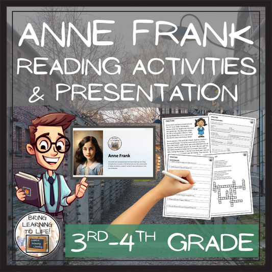 Anne Frank Close Reading Comprehension Activities | 3rd Grade & 4th Grade