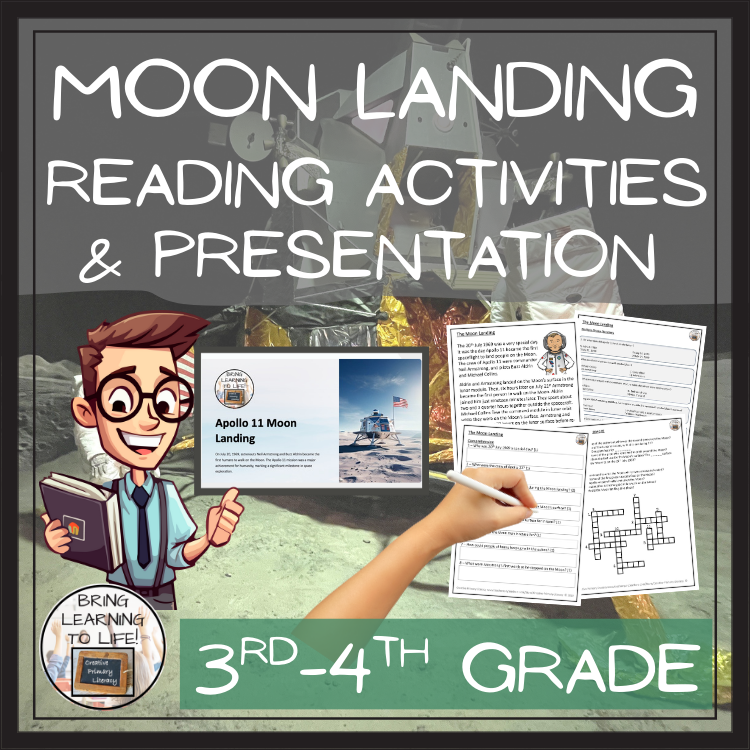 The Moon Landing Close Reading Comprehension Activities | 3rd Grade & 4th Grade