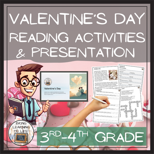 Valentine's Day Close Reading Comprehension Activities | 3rd Grade & 4th Grade