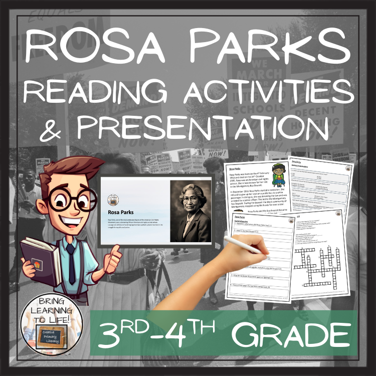 Rosa Parks Close Reading Comprehension Activities | 3rd Grade & 4th Grade