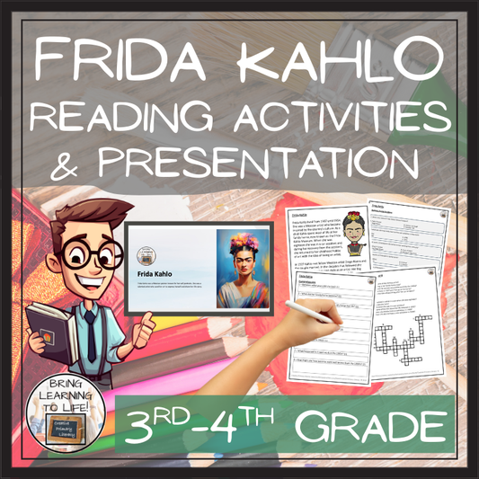 Frida Kahlo Close Reading Comprehension Activities | 3rd Grade & 4th Grade