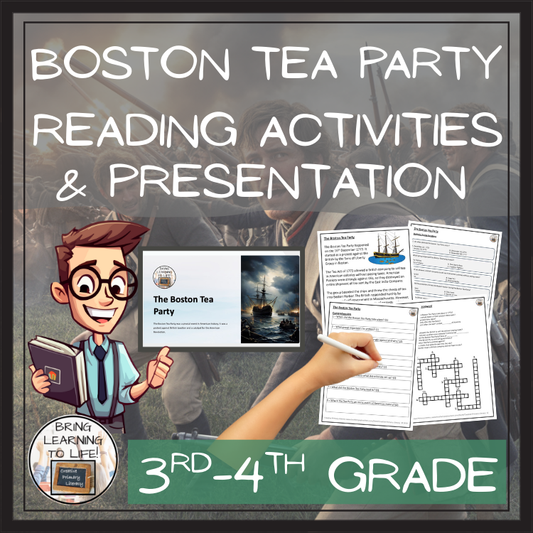 Boston Tea Party Close Reading Comprehension Activities | 3rd Grade & 4th Grade