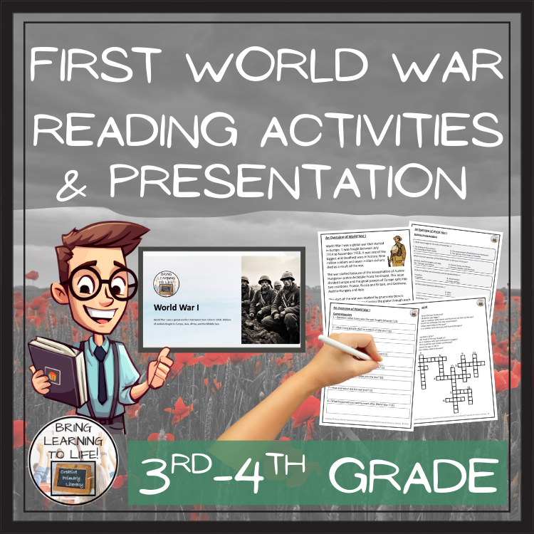 World War I Close Reading Comprehension Activities | 3rd Grade & 4th Grade