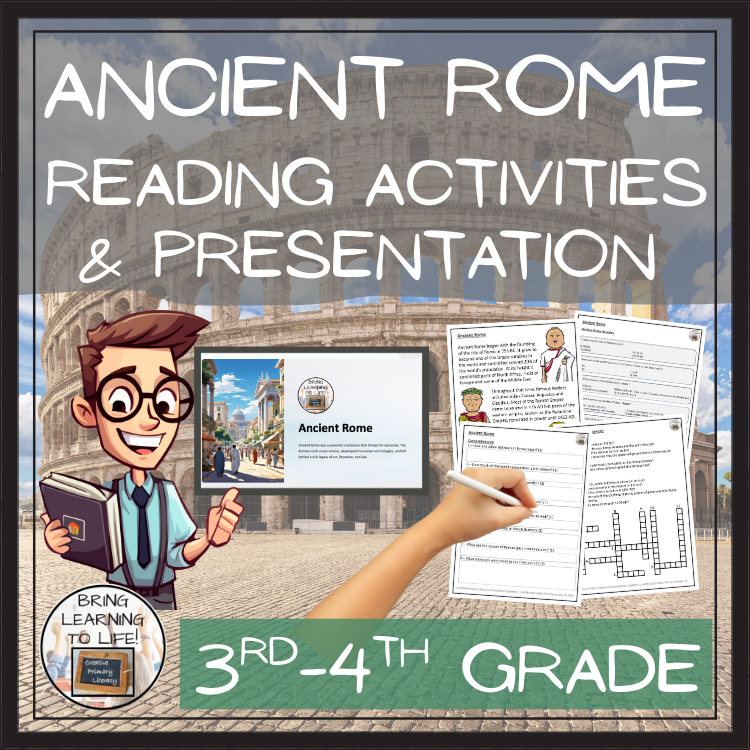 Ancient Rome Close Reading Comprehension Activities | 3rd Grade & 4th Grade