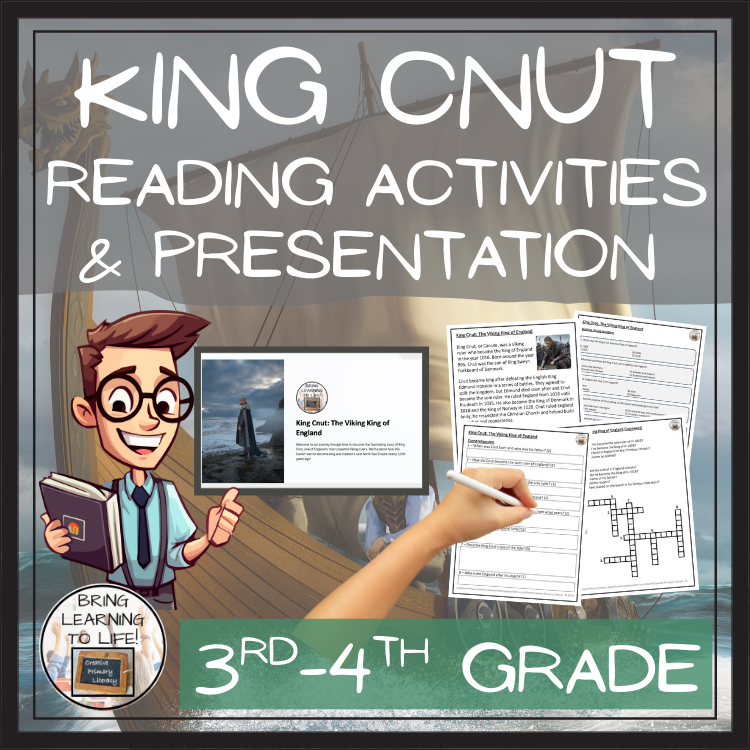 Viking King Cnut Close Reading Comprehension Activities | 3rd Grade & 4th Grade