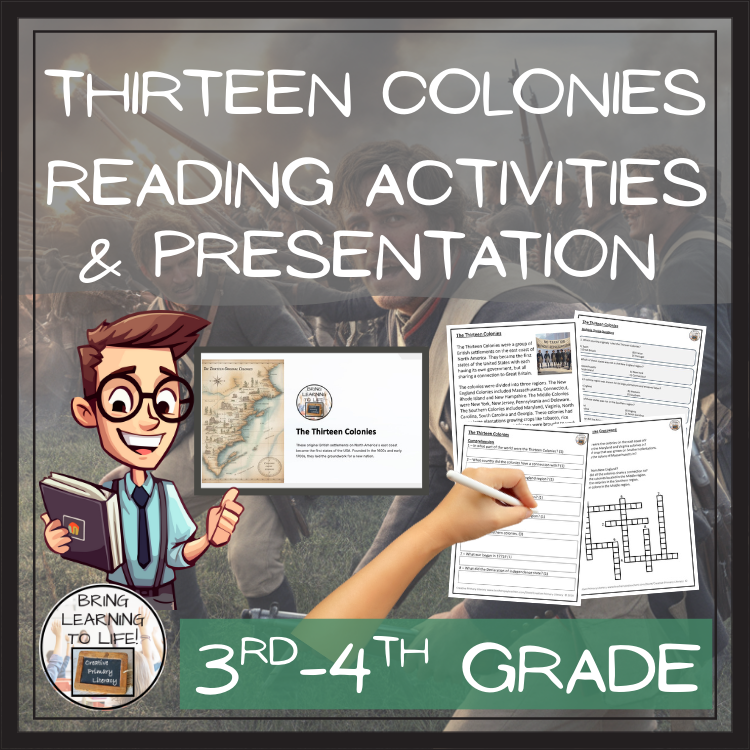 Thirteen Colonies Close Reading Comprehension Activities | 3rd Grade & 4th Grade