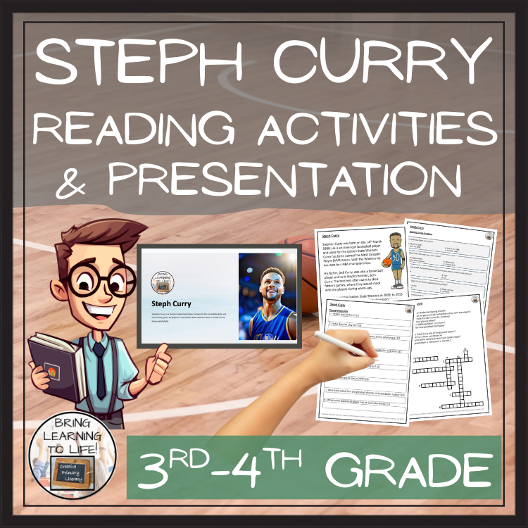Steph Curry Close Reading Comprehension Activity | 3rd Grade & 4th Grade