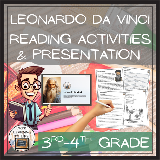 Leonardo da Vinci Close Reading Comprehension Activities | 3rd Grade & 4th Grade