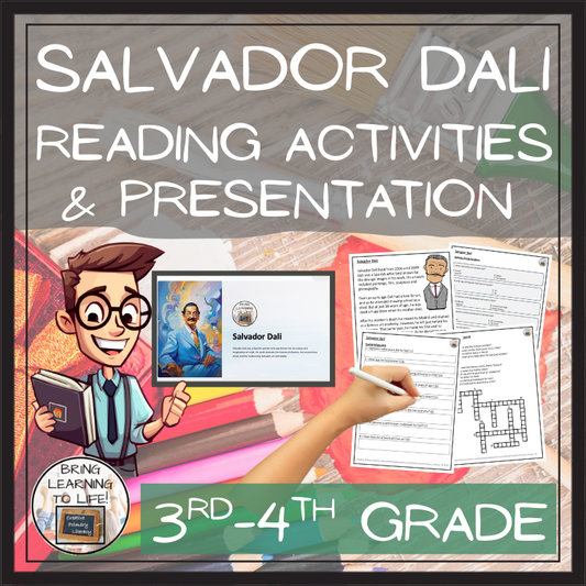 Salvador Dali Close Reading Comprehension Activities | 3rd Grade & 4th Grade