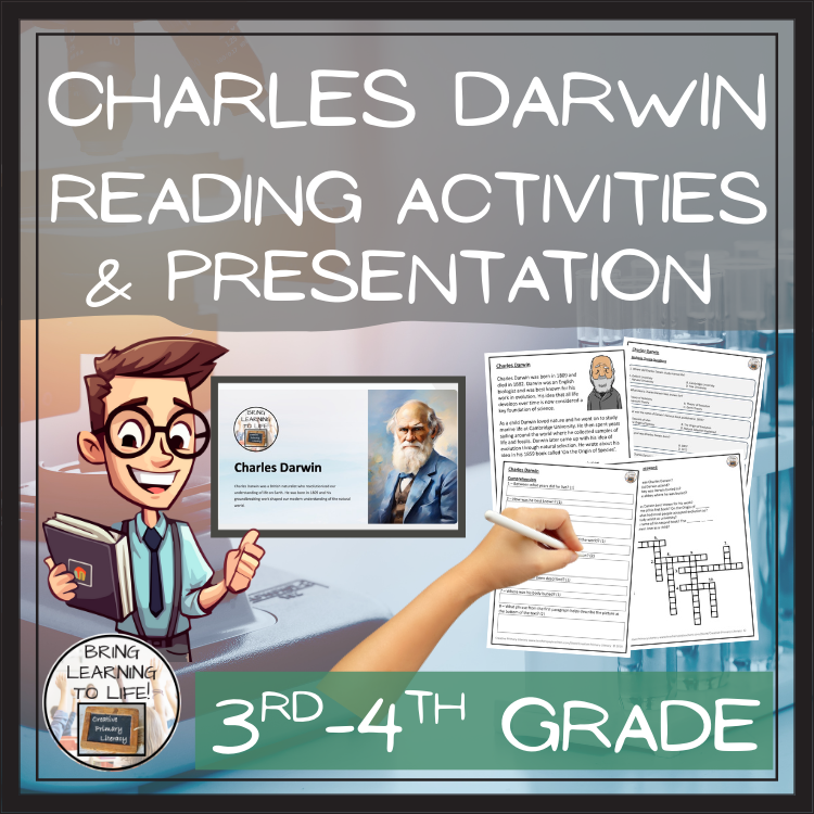 Charles Darwin Close Reading Comprehension Activities | 3rd Grade & 4th Grade