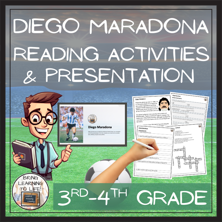 Diego Maradona Close Reading Comprehension Activities | 3rd Grade & 4th Grade
