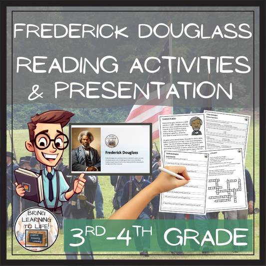 Frederick Douglass Close Reading Comprehension Activities | 3rd & 4th Grade