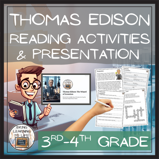 Thomas Edison Close Reading Passage & Comprehension Activities | 3rd–4th Grade