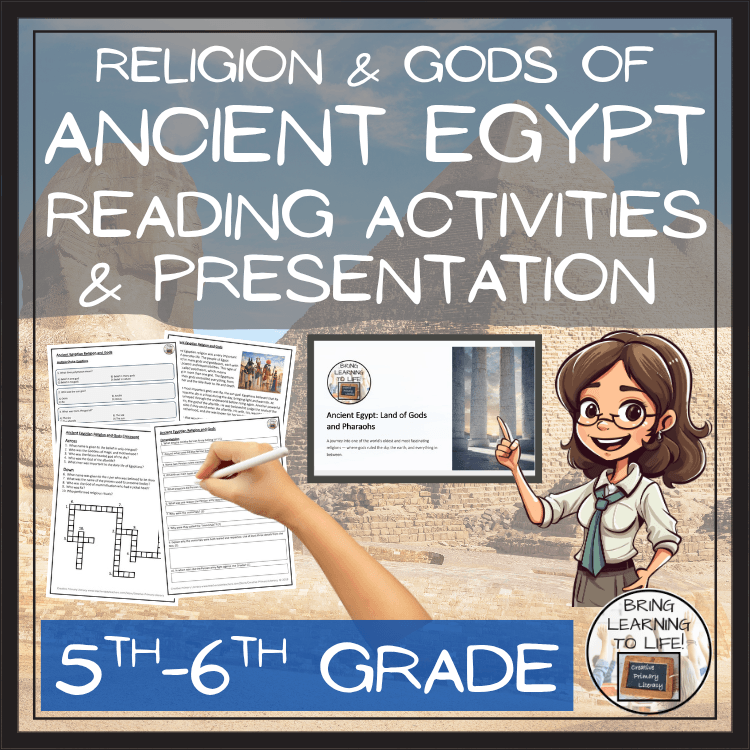 Religion & Gods of Ancient Egypt Reading Comprehension Activities | 5th–6th Grade with engaging visuals and materials.