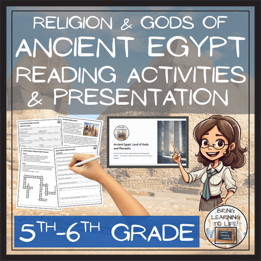 Religion & Gods of Ancient Egypt Reading Comprehension Activities | 5th–6th Grade with engaging visuals and materials.