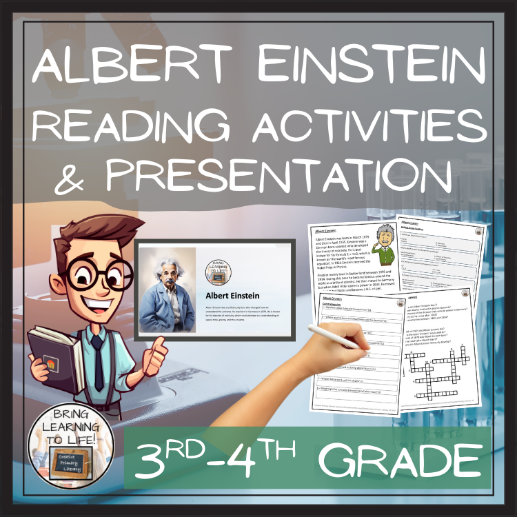 Albert Einstein Close Reading Comprehension Activities | 3rd Grade & 4th Grade