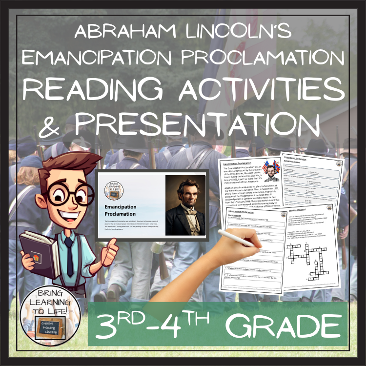 Emancipation Proclamation Close Reading & Comprehension Activities 3rd-4th Grade