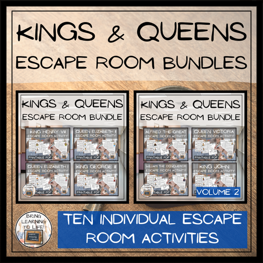 Kings and Queens of England Escape Room Activity Mega Bundle | 5th-6th Grade