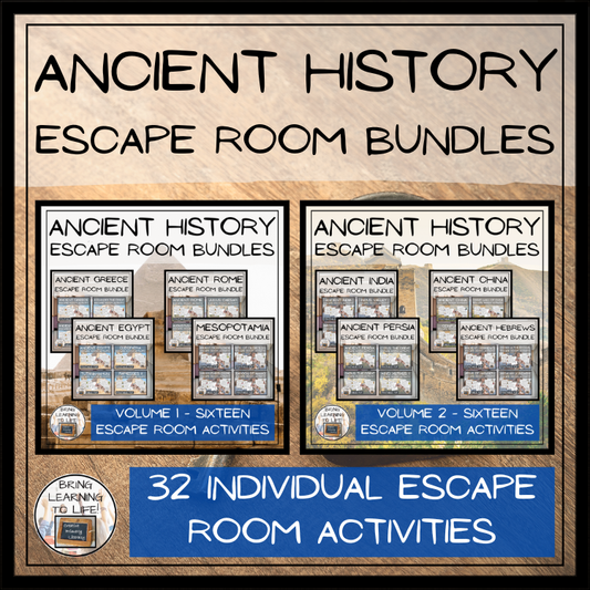 Ancient History Escape Room Mega Bundles | Volume 1 & Volume 2 | 5th & 6th Grade