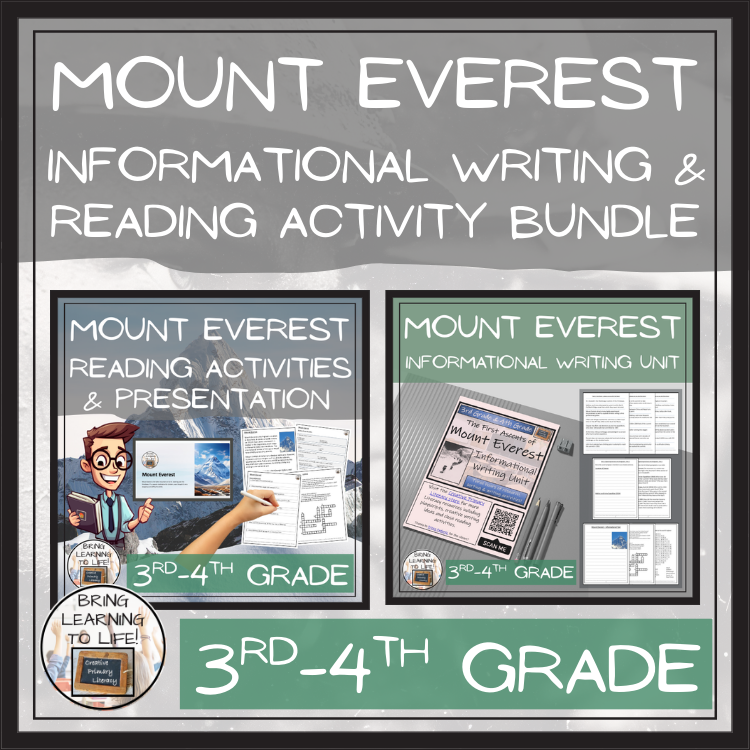 Mount Everest Close Reading & Informational Writing Bundle 3rd Grade & 4th Grade