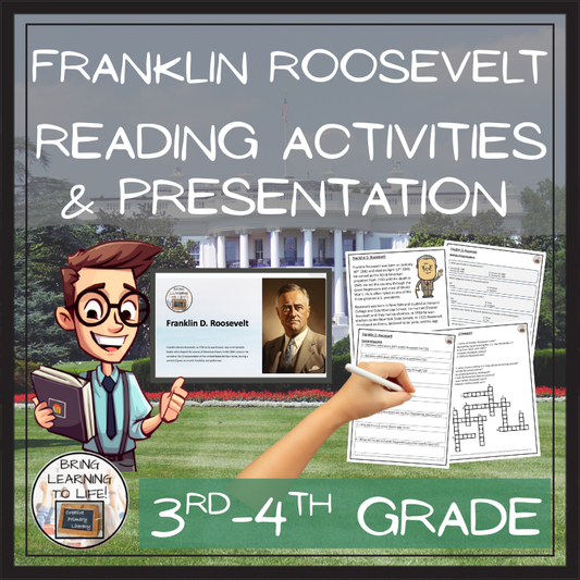 Franklin Roosevelt Close Reading Comprehension Activities | 3rd Grade & 4th Grade