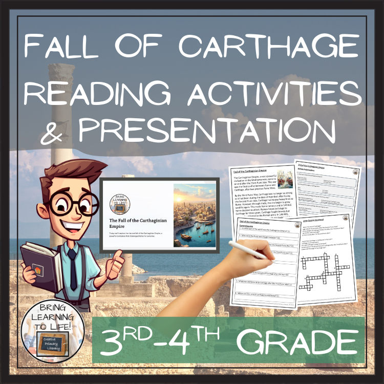 Fall of Carthaginian Empire Reading Comprehension Activities | 3rd & 4th Grade