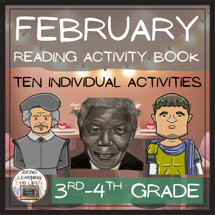 February Close Reading Comprehension Activity Book | 3rd-4th Grade