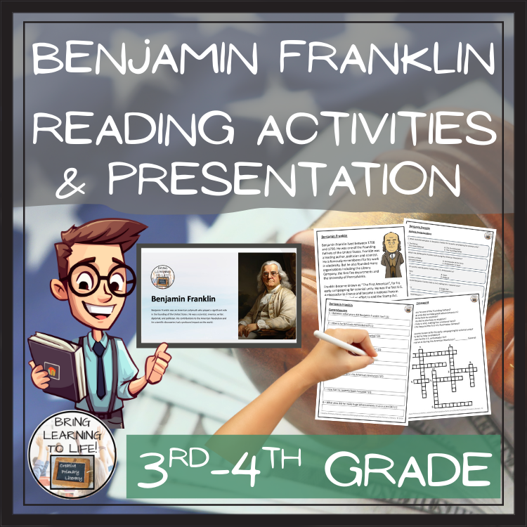 Benjamin Franklin Close Reading Comprehension Activities | 3rd Grade & 4th Grade