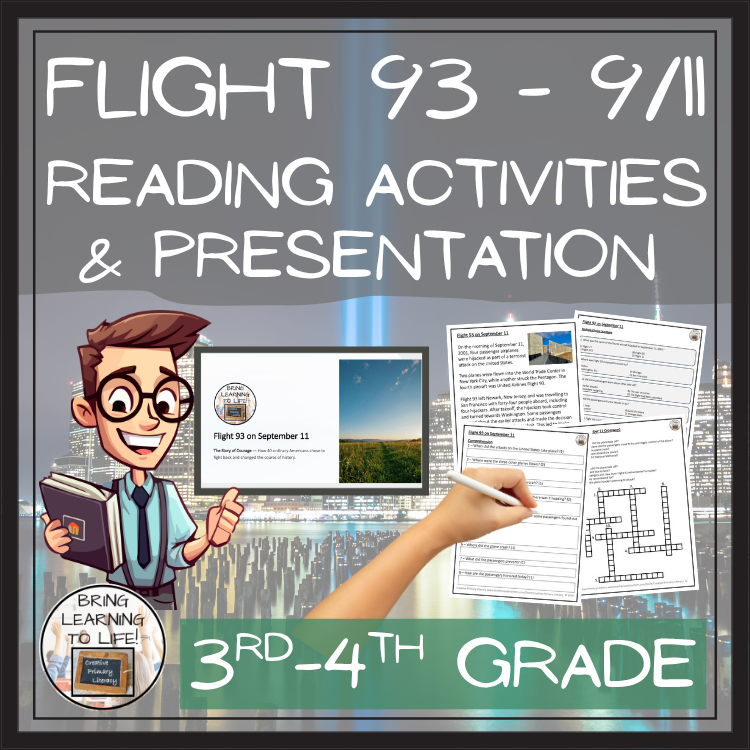 Flight 93 Reading Comprehension Activities | September 11 9/11 | 3rd & 4th Grade