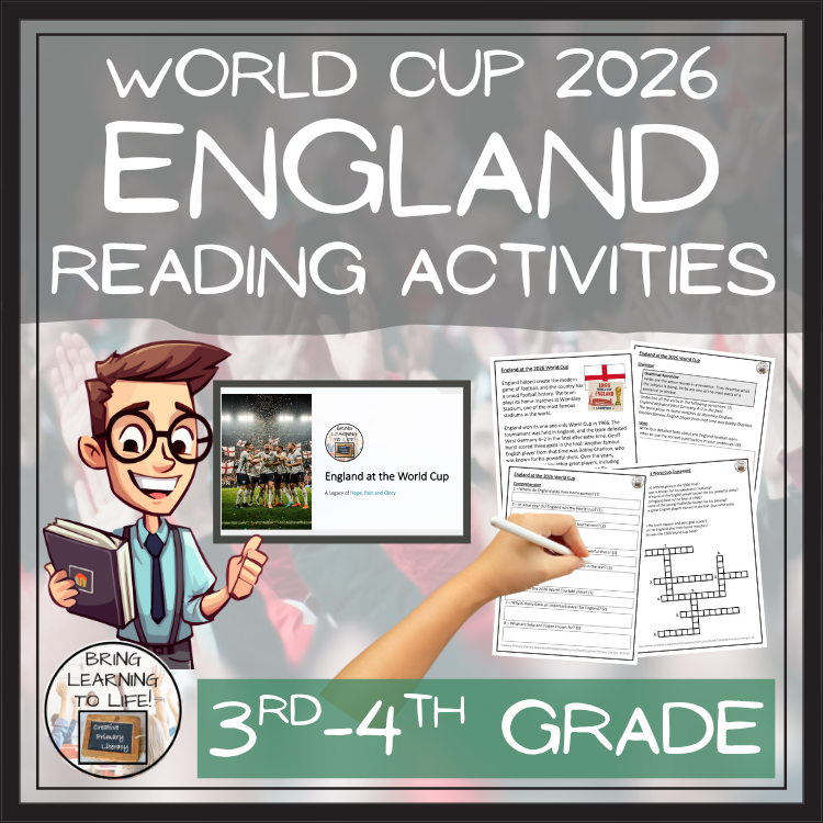 England World Cup 2026 Reading Comprehension Activities | 3rd–4th Grade