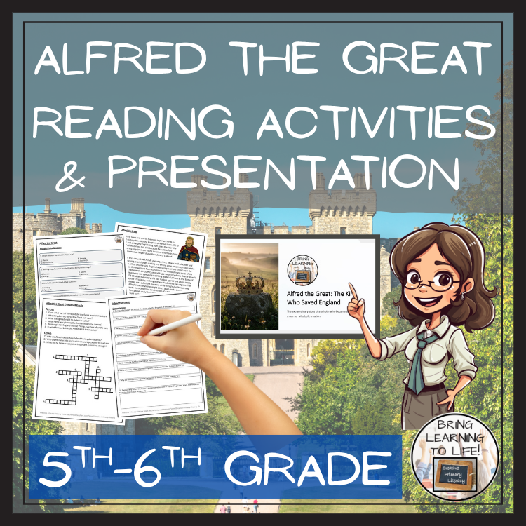 Alfred the Great Reading Passage & Comprehension Activities | 5th-6th Grade