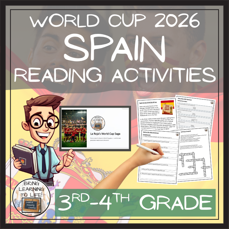 Spain World Cup 2026 Reading Comprehension Activities | 3rd–4th Grade