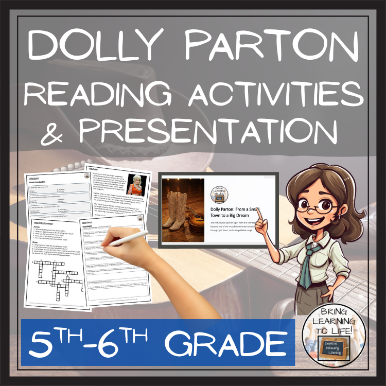 Dolly Parton Reading Comprehension Activities | 5th Grade & 6th Grade