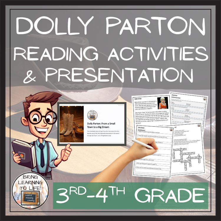 Dolly Parton Reading Comprehension Activities | 3rd Grade & 4th Grade