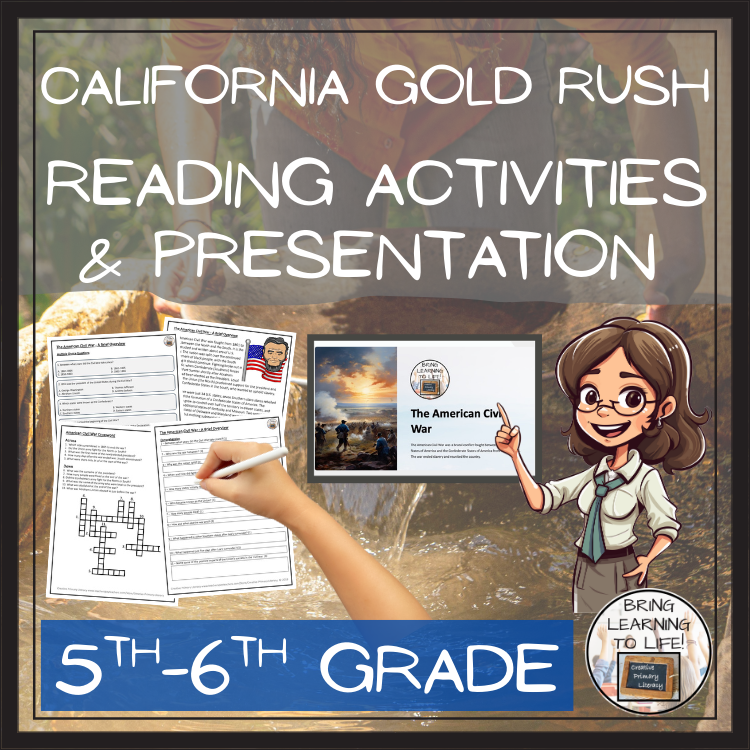 California Gold Rush Close Reading Comprehension Activities | 5th & 6th Grade