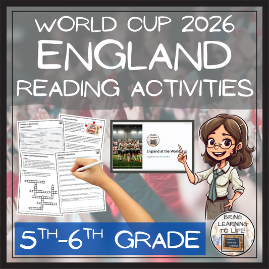 England World Cup 2026 Reading Comprehension Activities | 5th–6th Grade