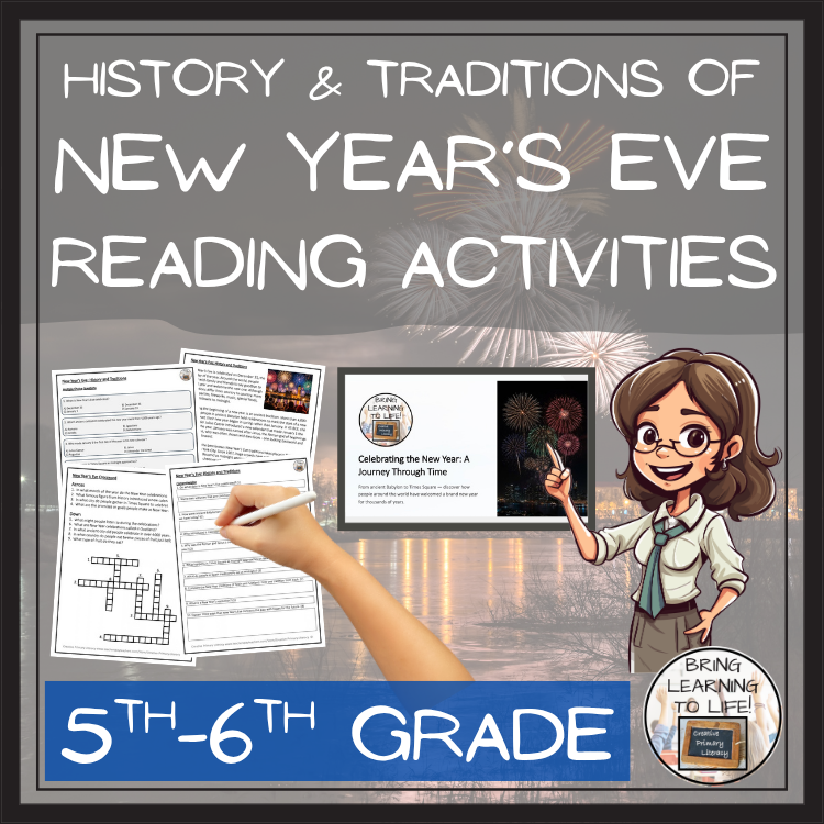 New Year's Eve Reading Comprehension Activities | 5th Grade & 6th Grade