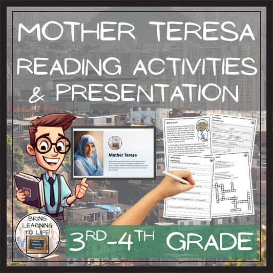 Mother Teresa Close Reading Comprehension Activities | 3rd Grade & 4th Grade