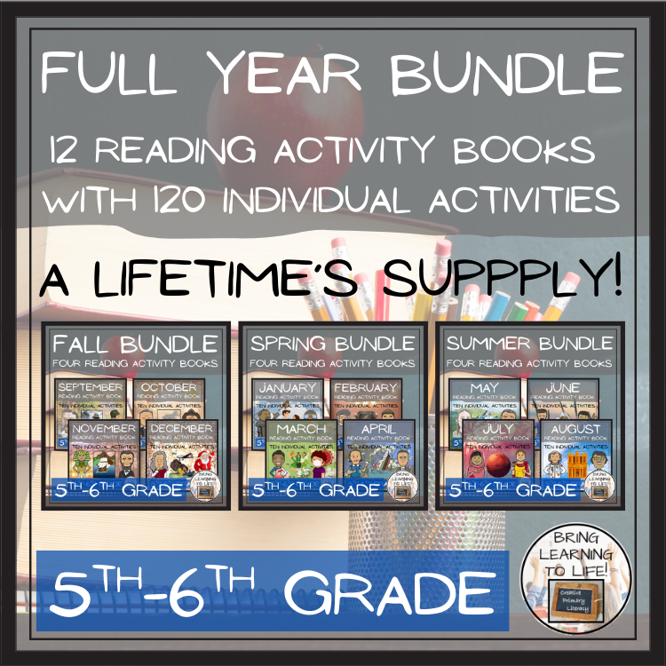Full Year Close Reading Comprehension Book Bundle | 5th-6th Grade