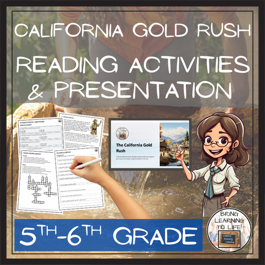 California Gold Rush Close Reading Comprehension Activities | 5th & 6th Grade