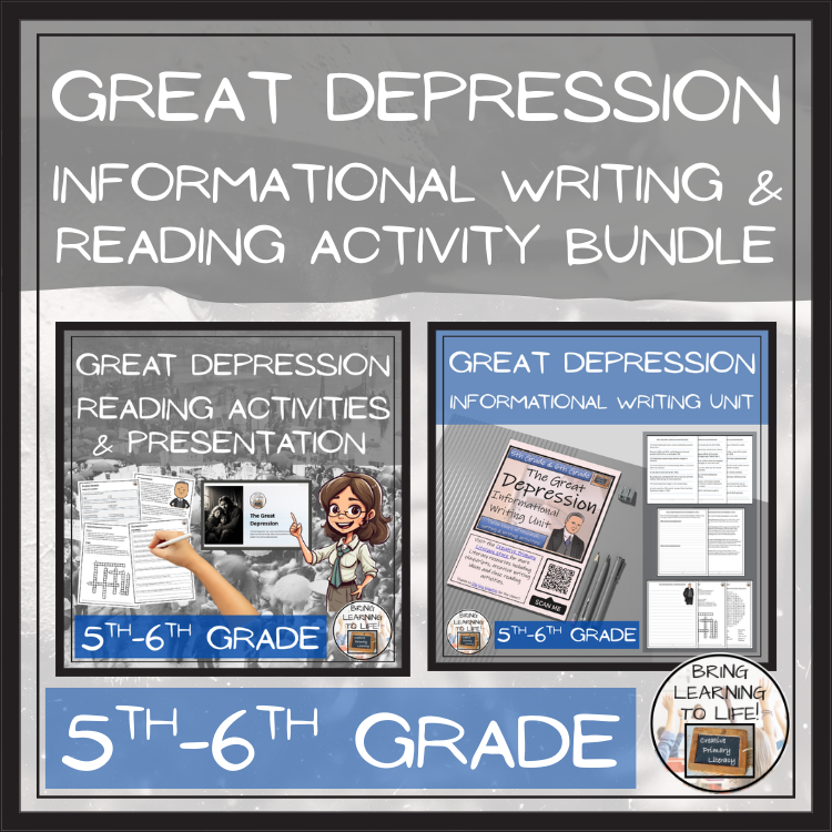 Great Depression Close Reading & Informational Writing Bundle | 5th-6th Grade