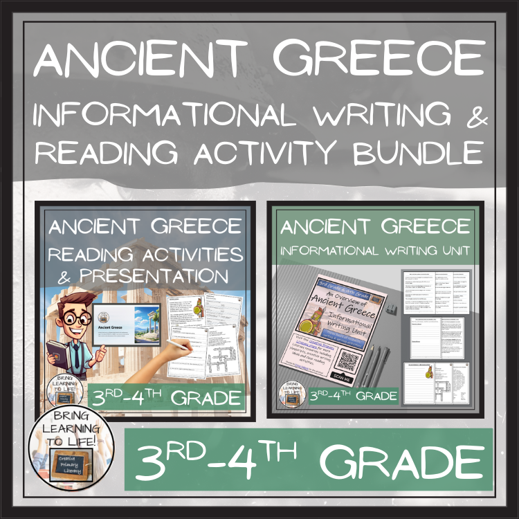 Ancient Greece Close Reading & Informational Writing Bundle | 3rd-4th Grade