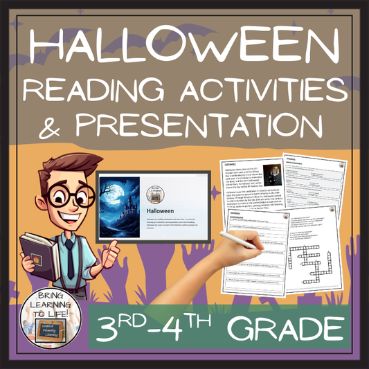 Halloween Close Reading Comprehension Activities | 3rd Grade & 4th Grade