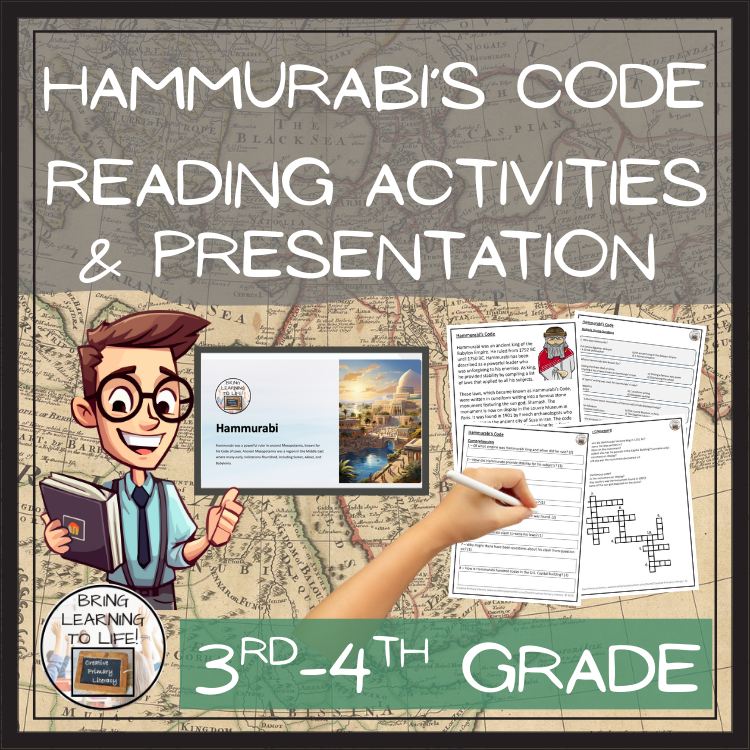 Hammurabi's Code Close Reading Comprehension Activities | 3rd Grade & 4th Grade