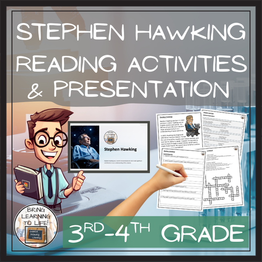 Stephen Hawking Close Reading Comprehension Activities | 3rd & 4th Grade